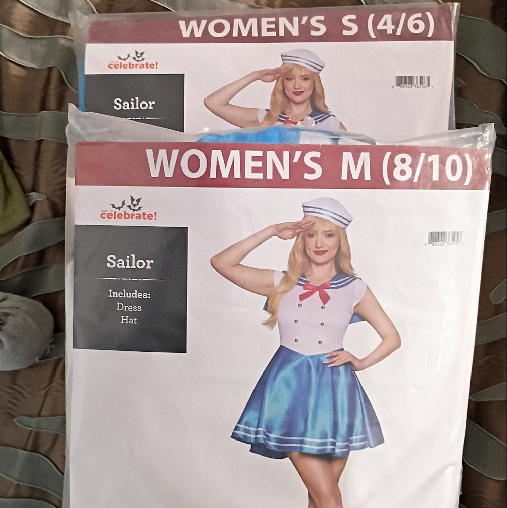 Celebrate It Women's Sailor Dress Costume - Blue and White